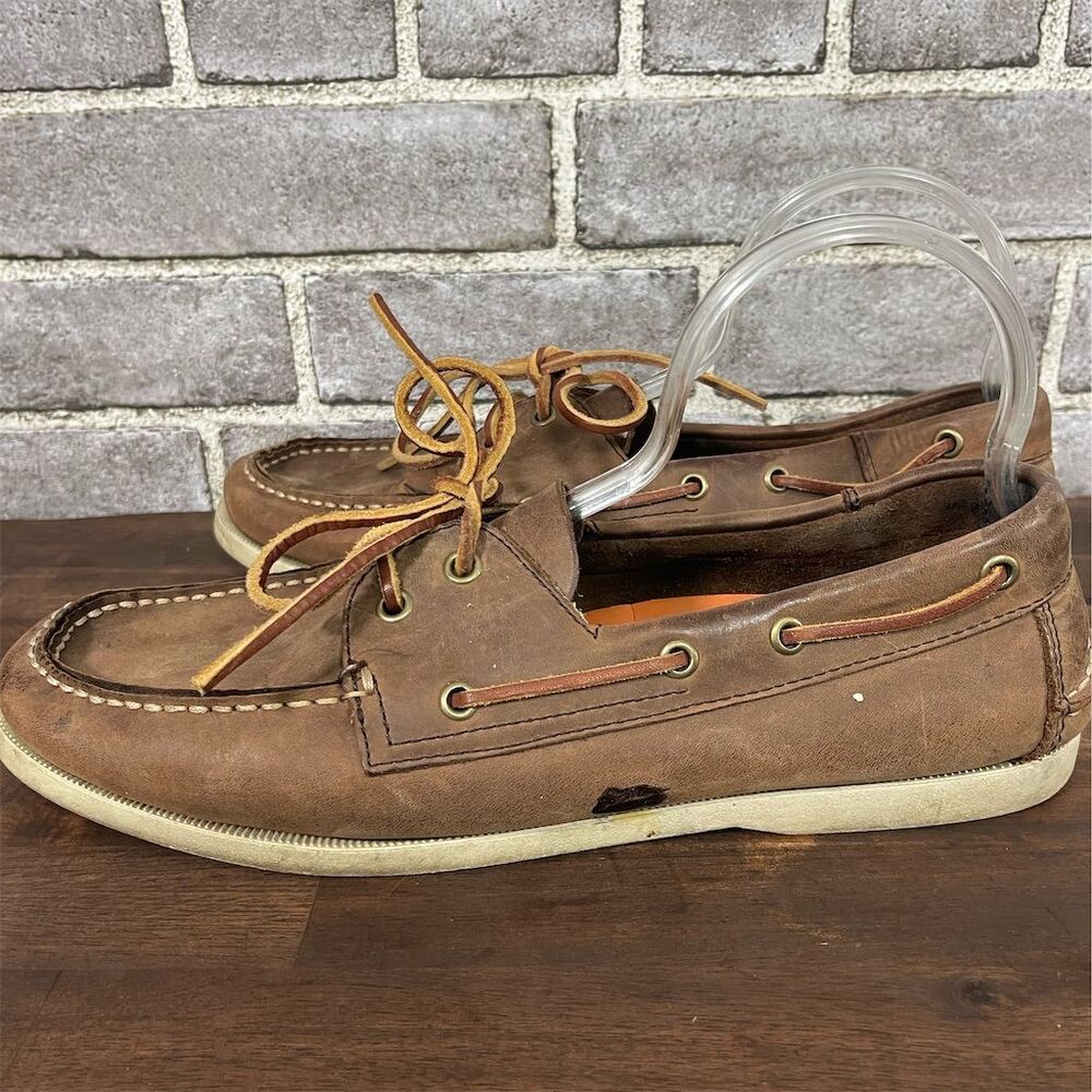 Joseph Abboud Men's Brown Leather Boat Shoes Size 12 Casual Lace Up